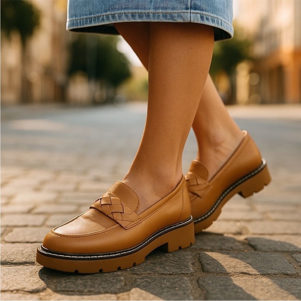 Nordstrom Notorie tan leather women’s loafers Preppy Office